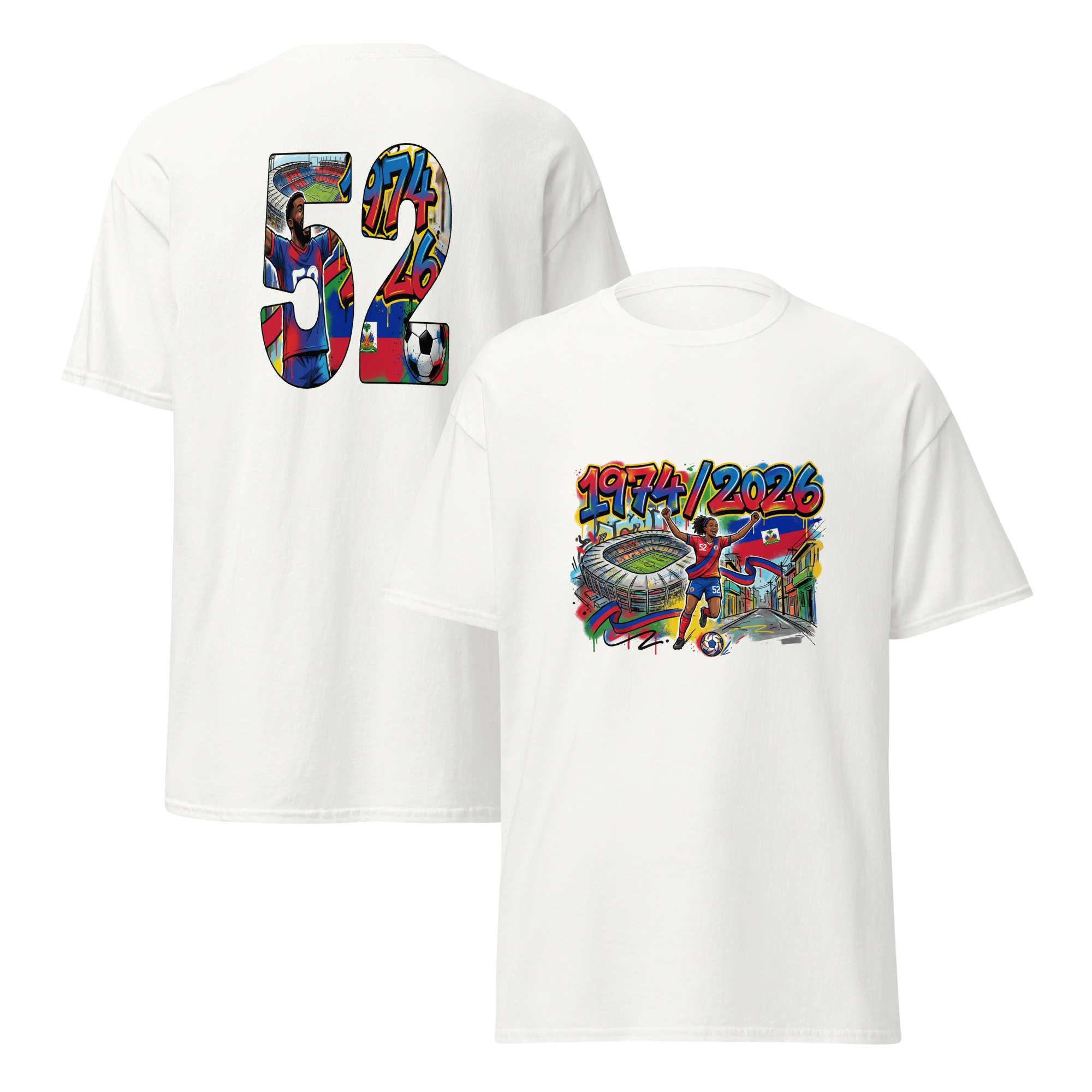 Haiti World Cup Unisex Front and Back T-Shirt 100% Cotton
